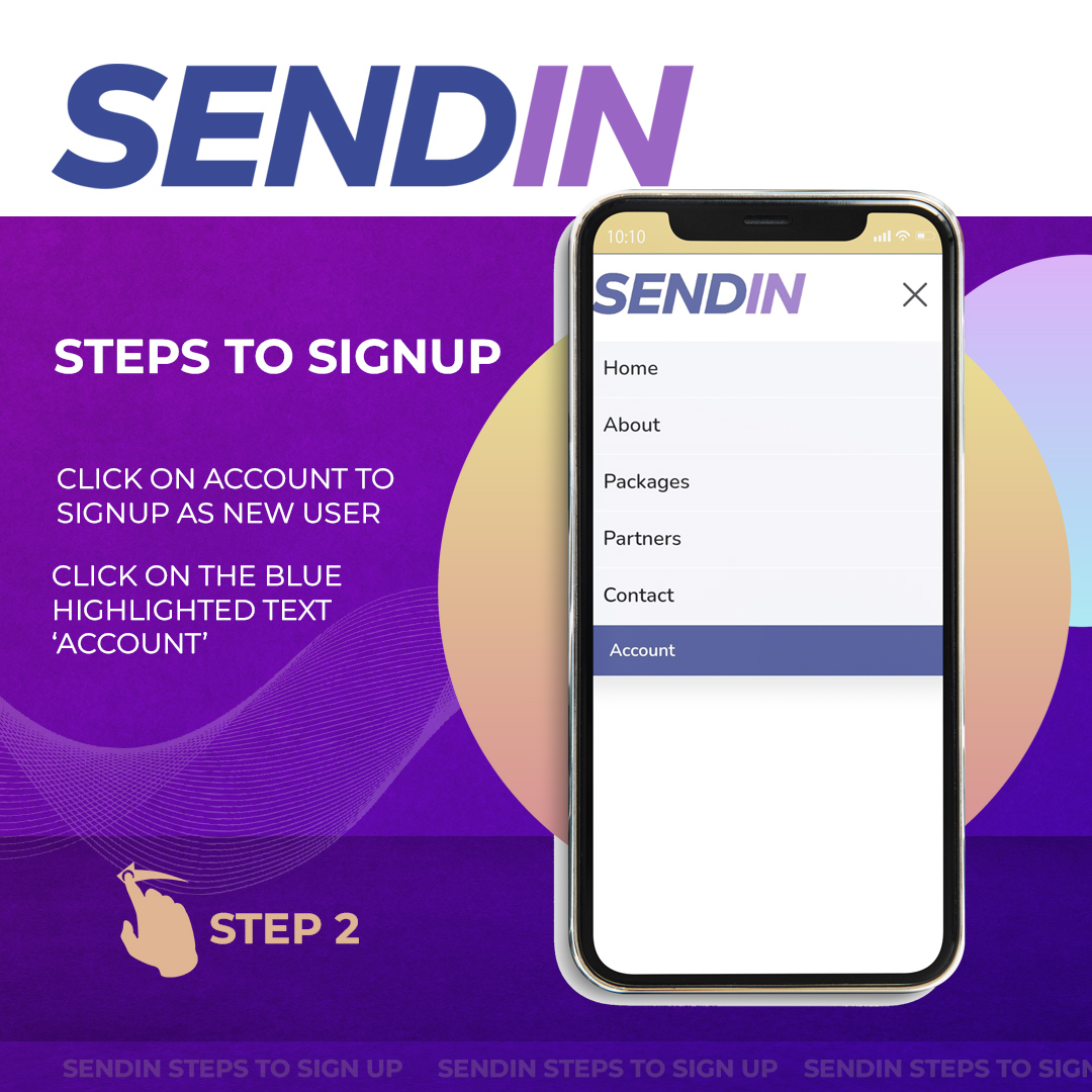 SENDIN Sign Up Step