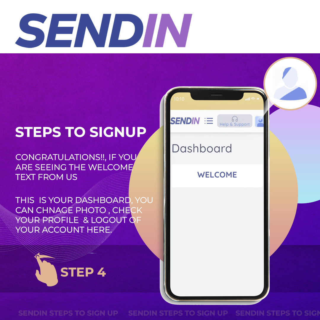 SENDIN Sign Up Step